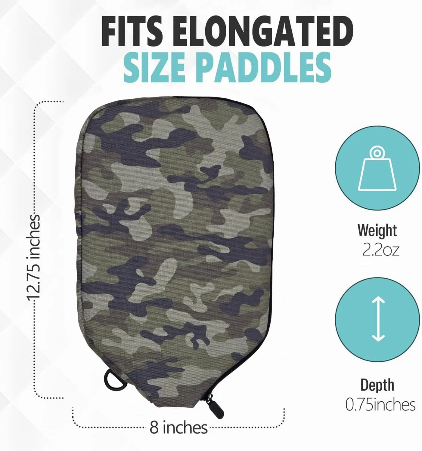 | Pickleball Paddle Sleeve | Canvas Cover with Padding and Zipper | Protective Paddle Case for Rackets | Lightweight Pickleball Holder for Storage | Cover Only | Elongated & Standard Size