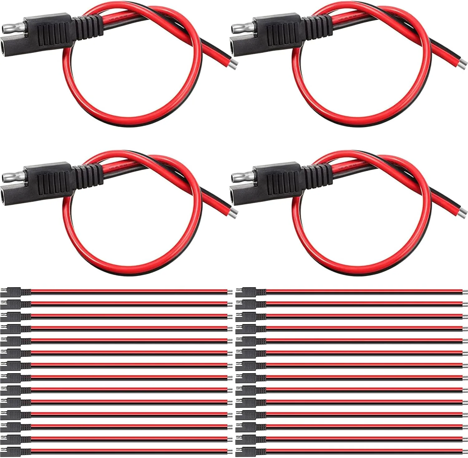 14 AWG Connectors Cable Compatible with SAE 30cm 2 Pin Single Plug Disconnect Power Automotive Extension Cable for Motorcycles Cars Charger (32 Pieces)