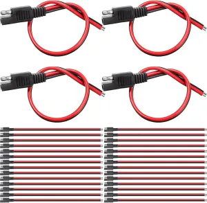 14 AWG Connectors Cable Compatible with SAE 30cm 2 Pin Single Plug Disconnect Power Automotive Extension Cable for Motorcycles Cars Charger (32 Pieces)