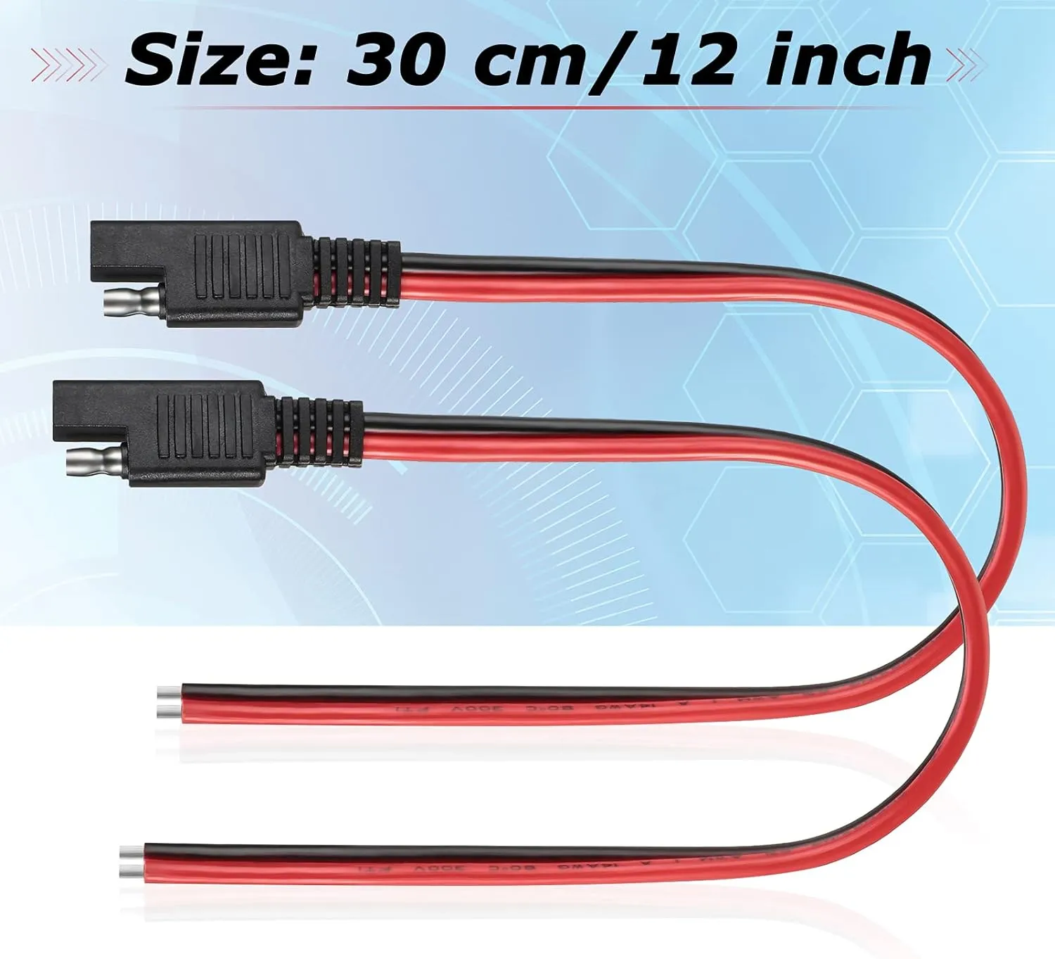 14 AWG Connectors Cable Compatible with SAE 30cm 2 Pin Single Plug Disconnect Power Automotive Extension Cable for Motorcycles Cars Charger (32 Pieces)