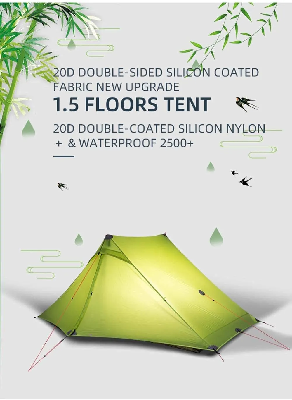 2 Pro Tent 2 Person Outdoor Ultralight Camping Tent 3/4 Season Professional 20D Silicon-Coated Tent
