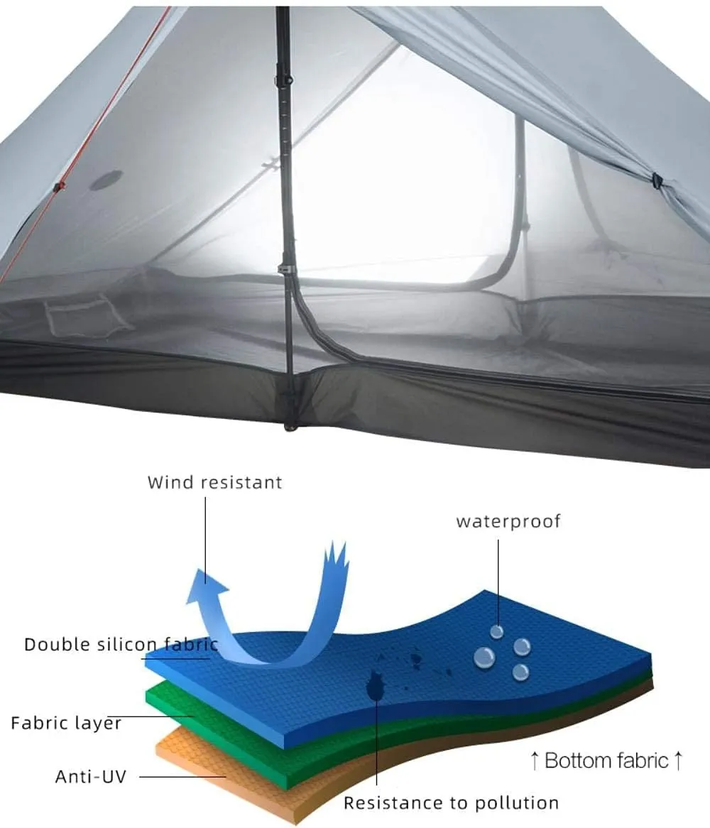 2 Pro Tent 2 Person Outdoor Ultralight Camping Tent 3/4 Season Professional 20D Silicon-Coated Tent