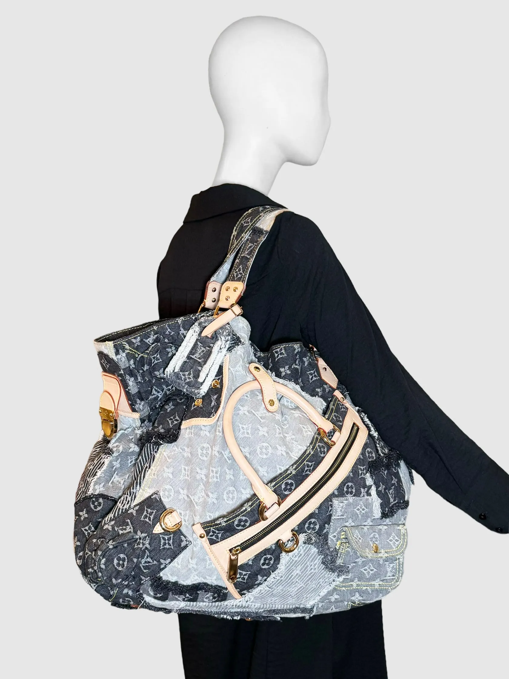 2007 XL Denim Patchwork Cabby Tote