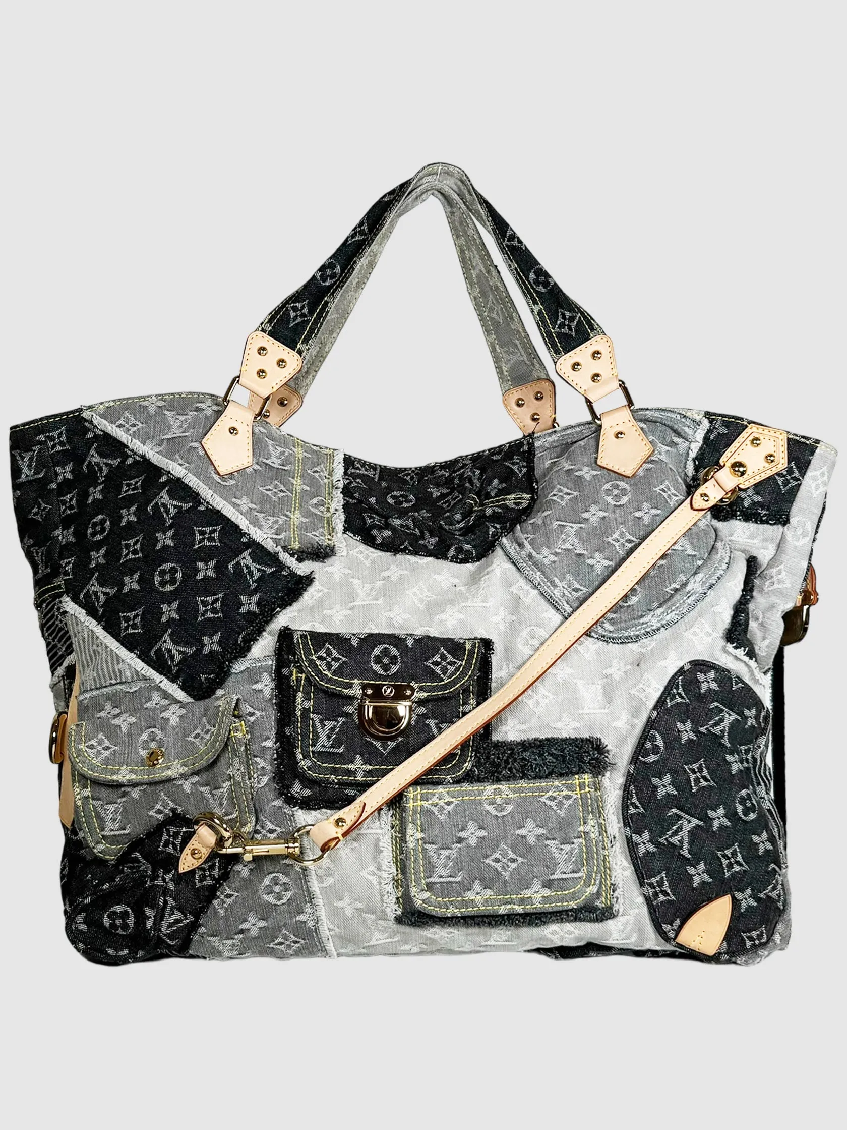 2007 XL Denim Patchwork Cabby Tote