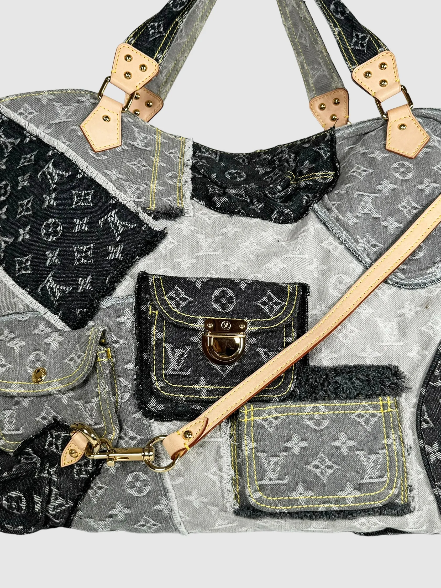 2007 XL Denim Patchwork Cabby Tote
