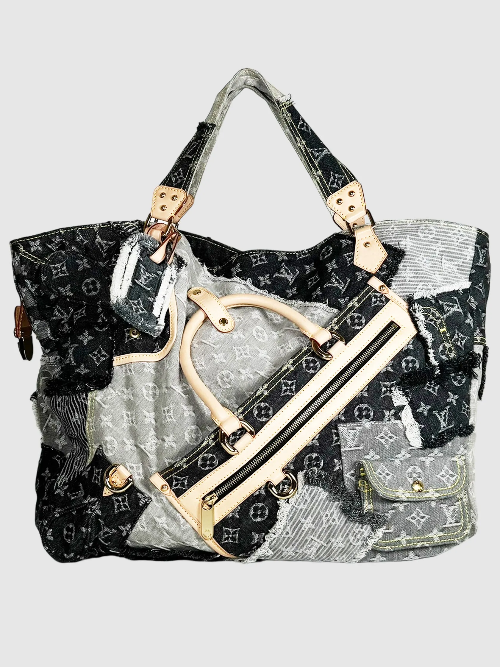 2007 XL Denim Patchwork Cabby Tote