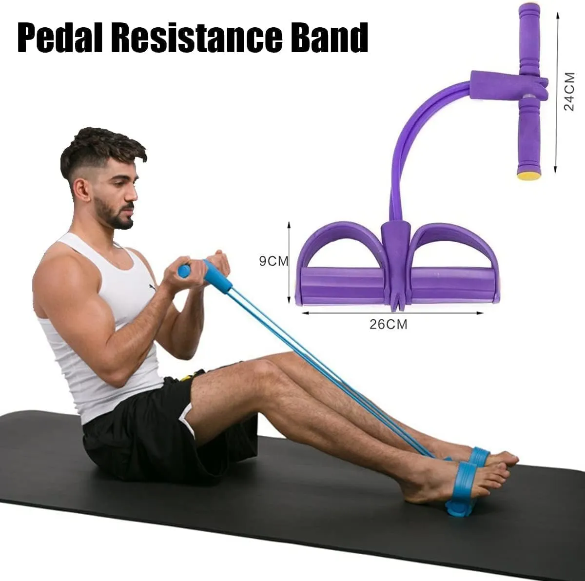 21 Fitness Resistance Bands - 4 Tube Pedal Ankle Puller, Yoga Handle Bands Exerciser Multifunction Trainer Tension Rope for Body, Abdomen, Waist, Arm, Tummy Exercise Stretching Training (Color : Red