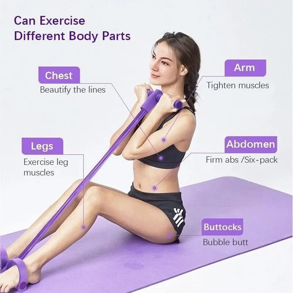 21 Fitness Resistance Bands - 4 Tube Pedal Ankle Puller, Yoga Handle Bands Exerciser Multifunction Trainer Tension Rope for Body, Abdomen, Waist, Arm, Tummy Exercise Stretching Training (Color : Red