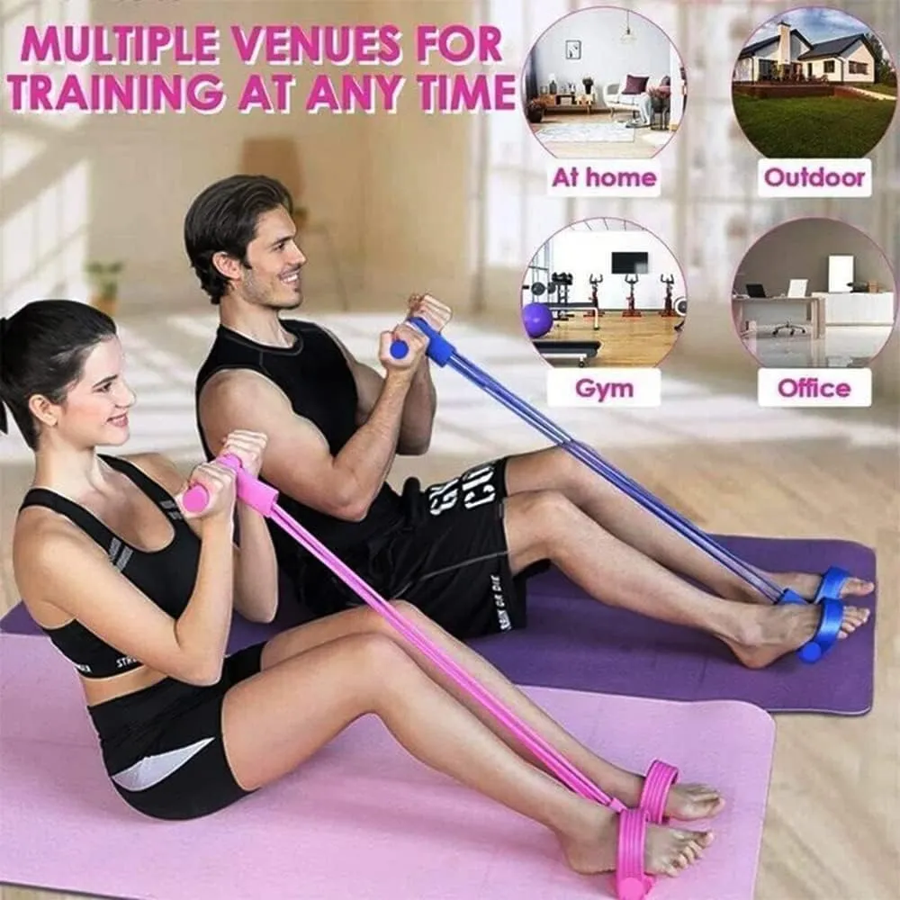 21 Fitness Resistance Bands - 4 Tube Pedal Ankle Puller, Yoga Handle Bands Exerciser Multifunction Trainer Tension Rope for Body, Abdomen, Waist, Arm, Tummy Exercise Stretching Training (Color : Red