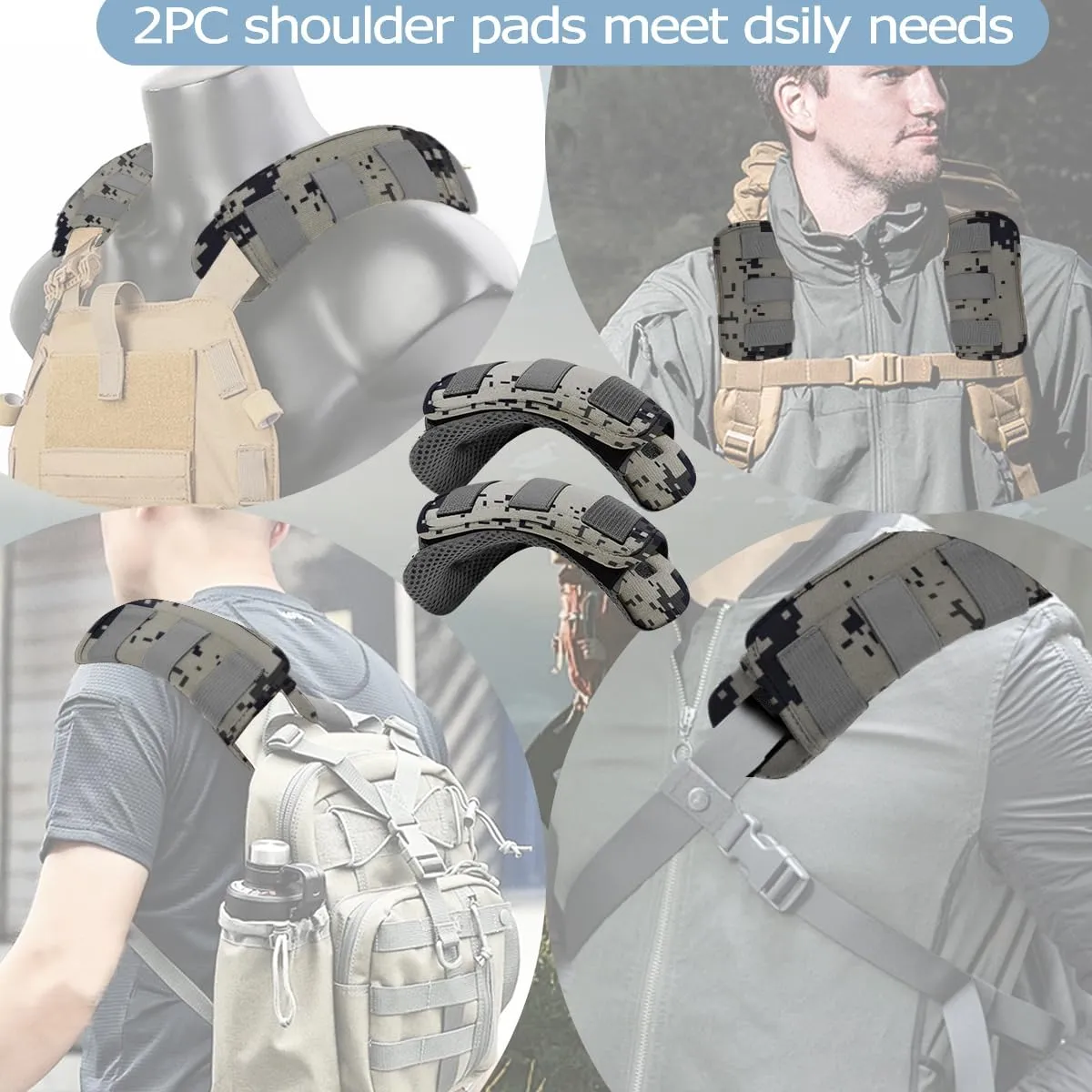 2Pcs Thick Cushioned Shoulder Pads, Anti-Slip Design and Breathable Mesh Pads for Shoulder Strap,Soft and Comfortable