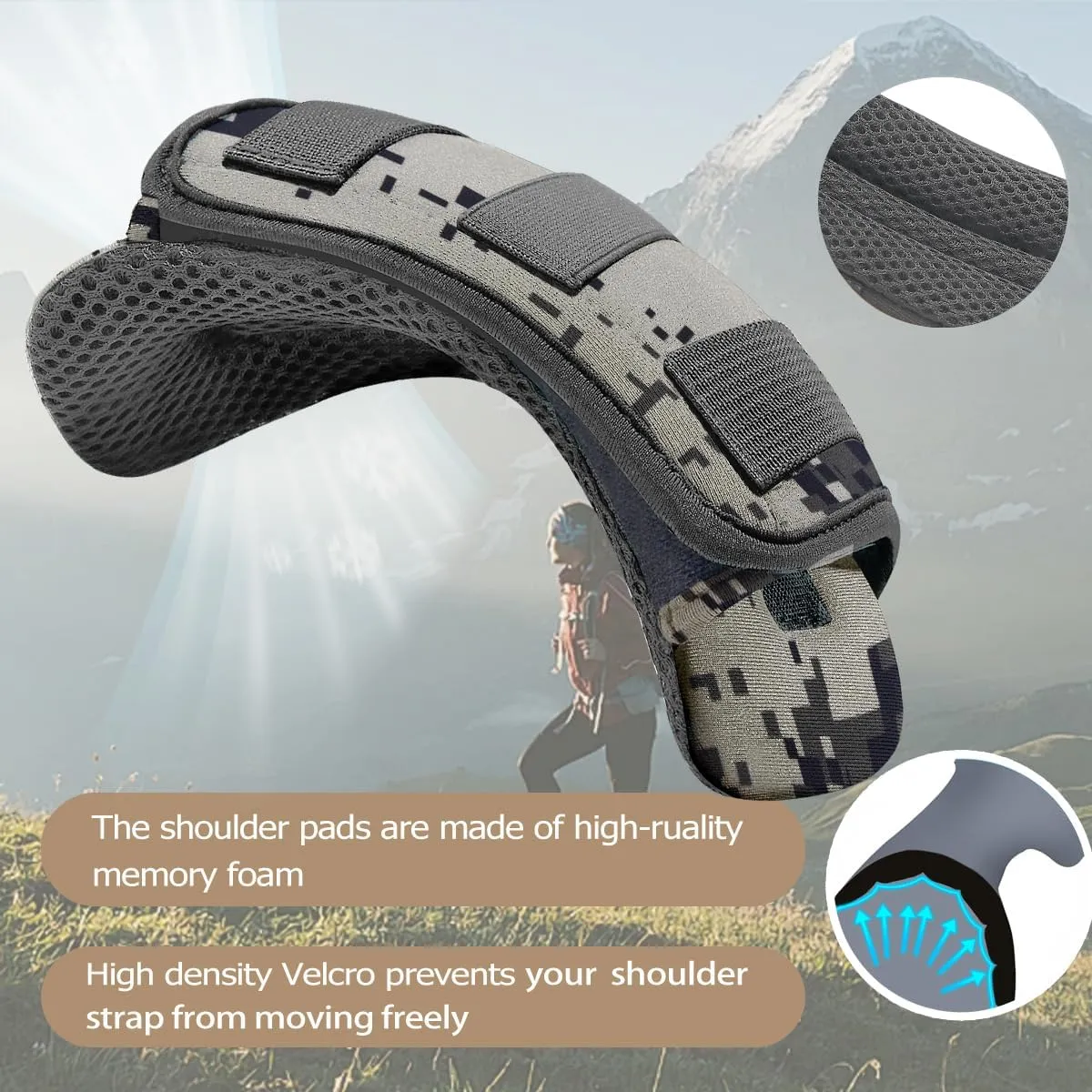 2Pcs Thick Cushioned Shoulder Pads, Anti-Slip Design and Breathable Mesh Pads for Shoulder Strap,Soft and Comfortable