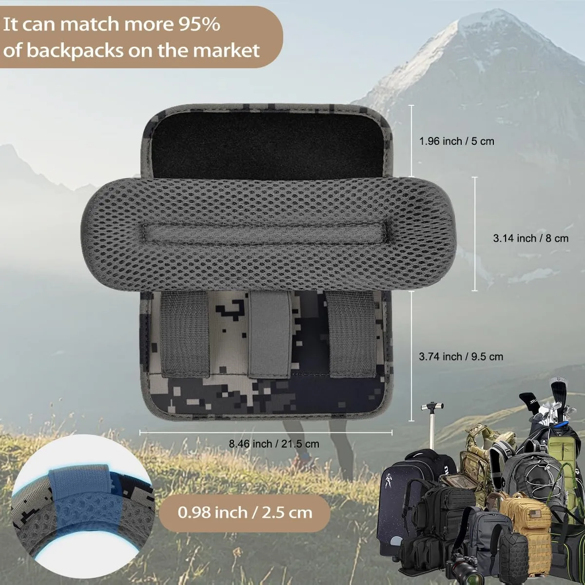 2Pcs Thick Cushioned Shoulder Pads, Anti-Slip Design and Breathable Mesh Pads for Shoulder Strap,Soft and Comfortable
