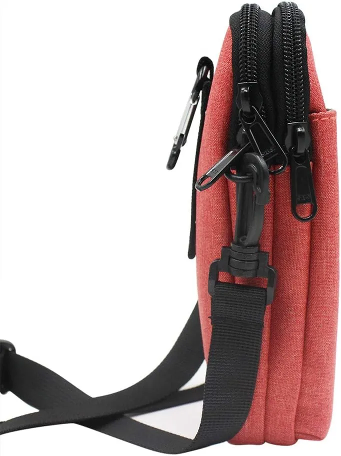 3-Layers Waterproof Cell Phone Pouch Crossbody Purse Oxford Fabric Belt Bag Wallet for Men Women