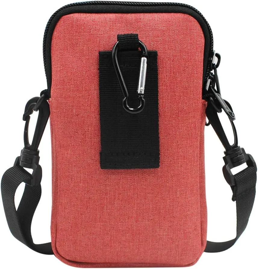 3-Layers Waterproof Cell Phone Pouch Crossbody Purse Oxford Fabric Belt Bag Wallet for Men Women