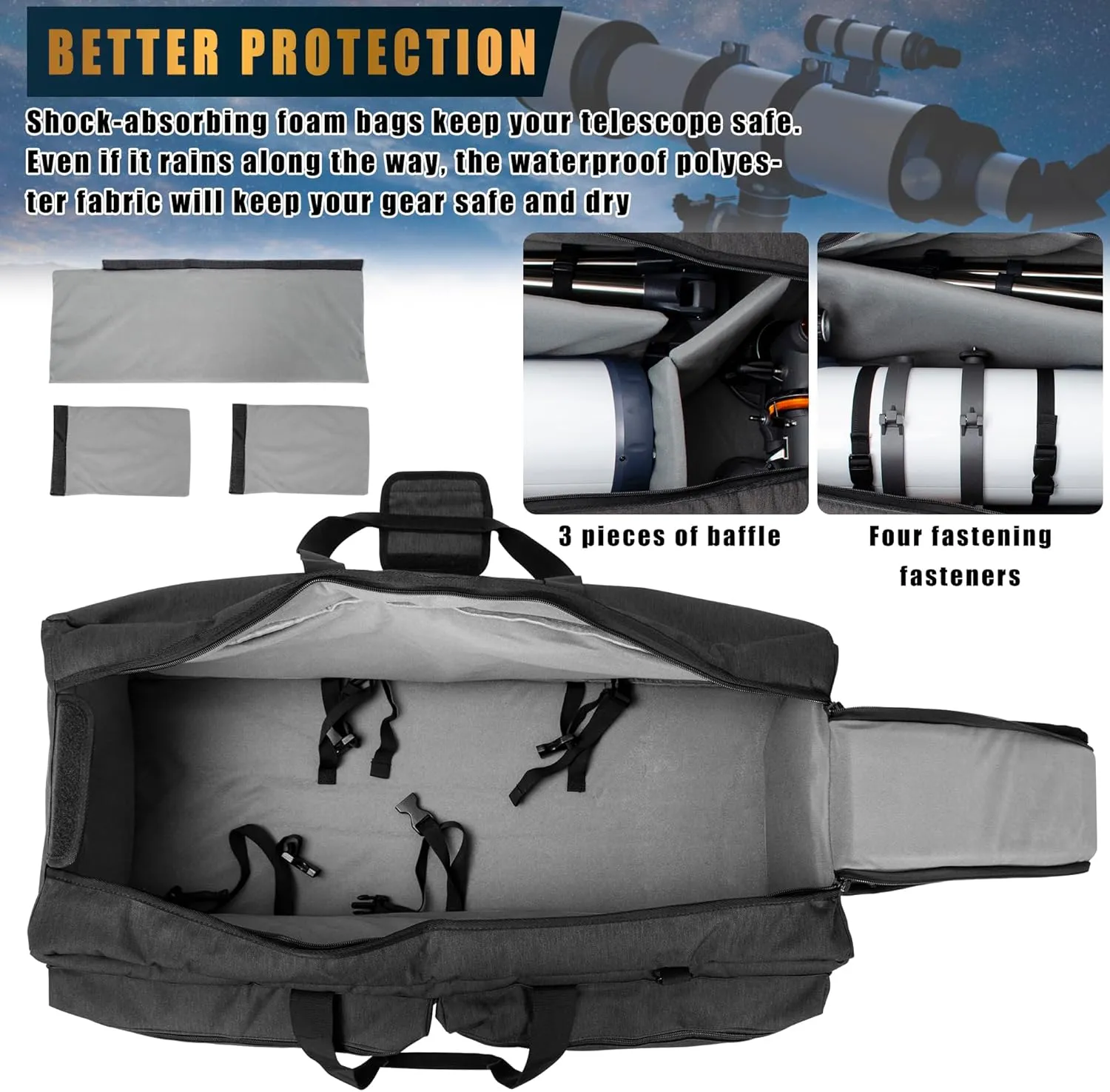35" Telescope Bag, Large Telescope Travel Bag for for Telescope Tube & Tripod,Soft Pad Telescope Carrying Case Compatible with Gskyer ToyerBee Celestron Telescope,Storage for Telescope Accessories