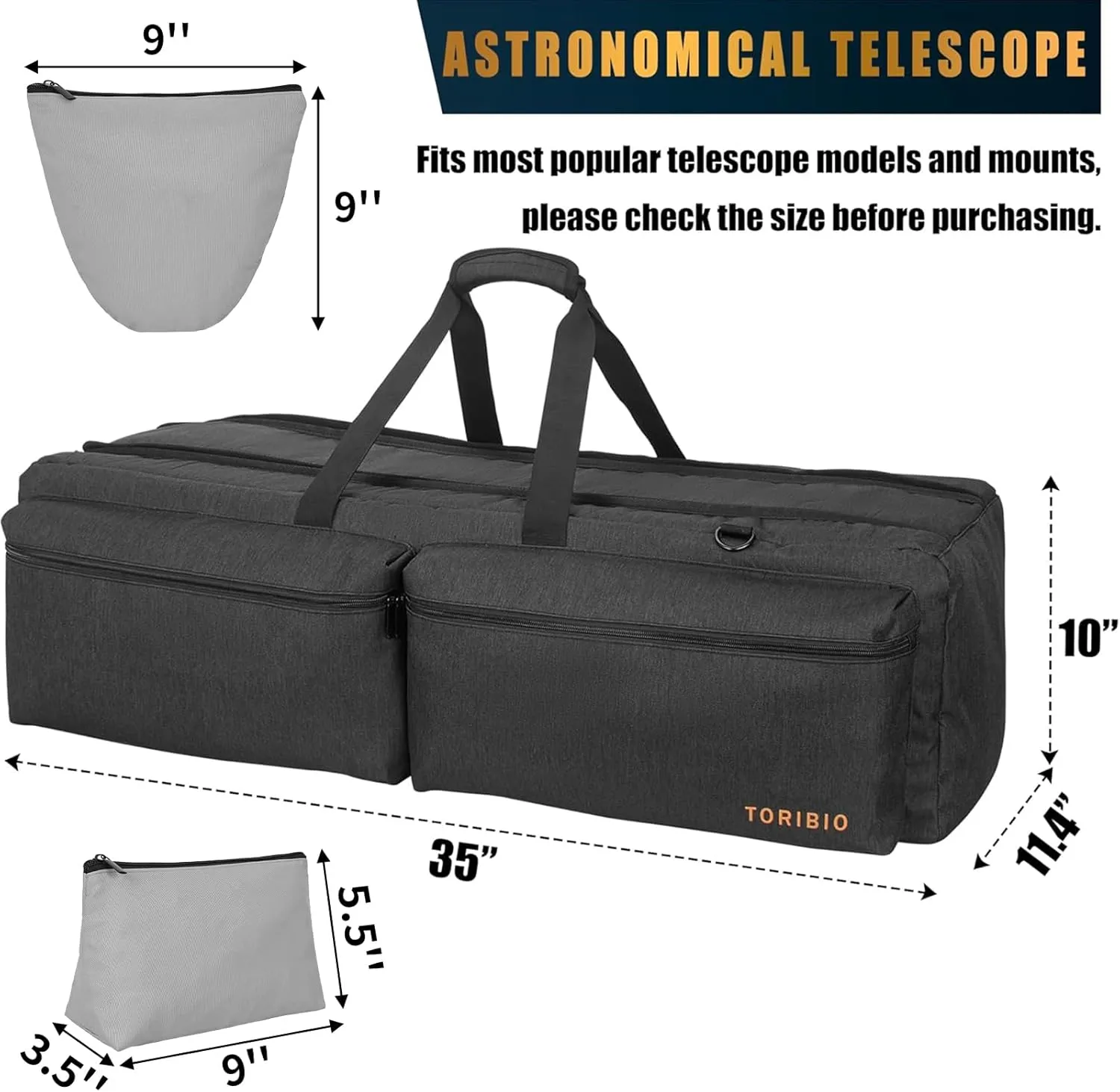 35" Telescope Bag, Large Telescope Travel Bag for for Telescope Tube & Tripod,Soft Pad Telescope Carrying Case Compatible with Gskyer ToyerBee Celestron Telescope,Storage for Telescope Accessories