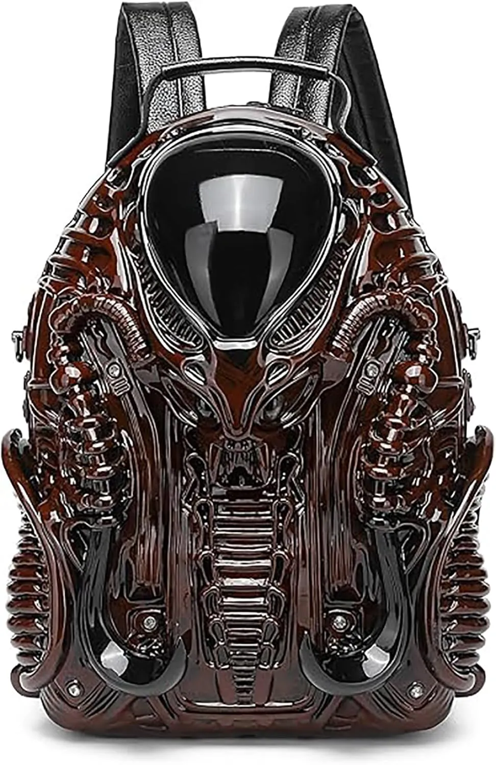 3D Xenomorph Shaped Backpack Steam Punk for Men Women Y2K Personality Travel Handbag PVC Unique Novelty Alien Purse (wine)