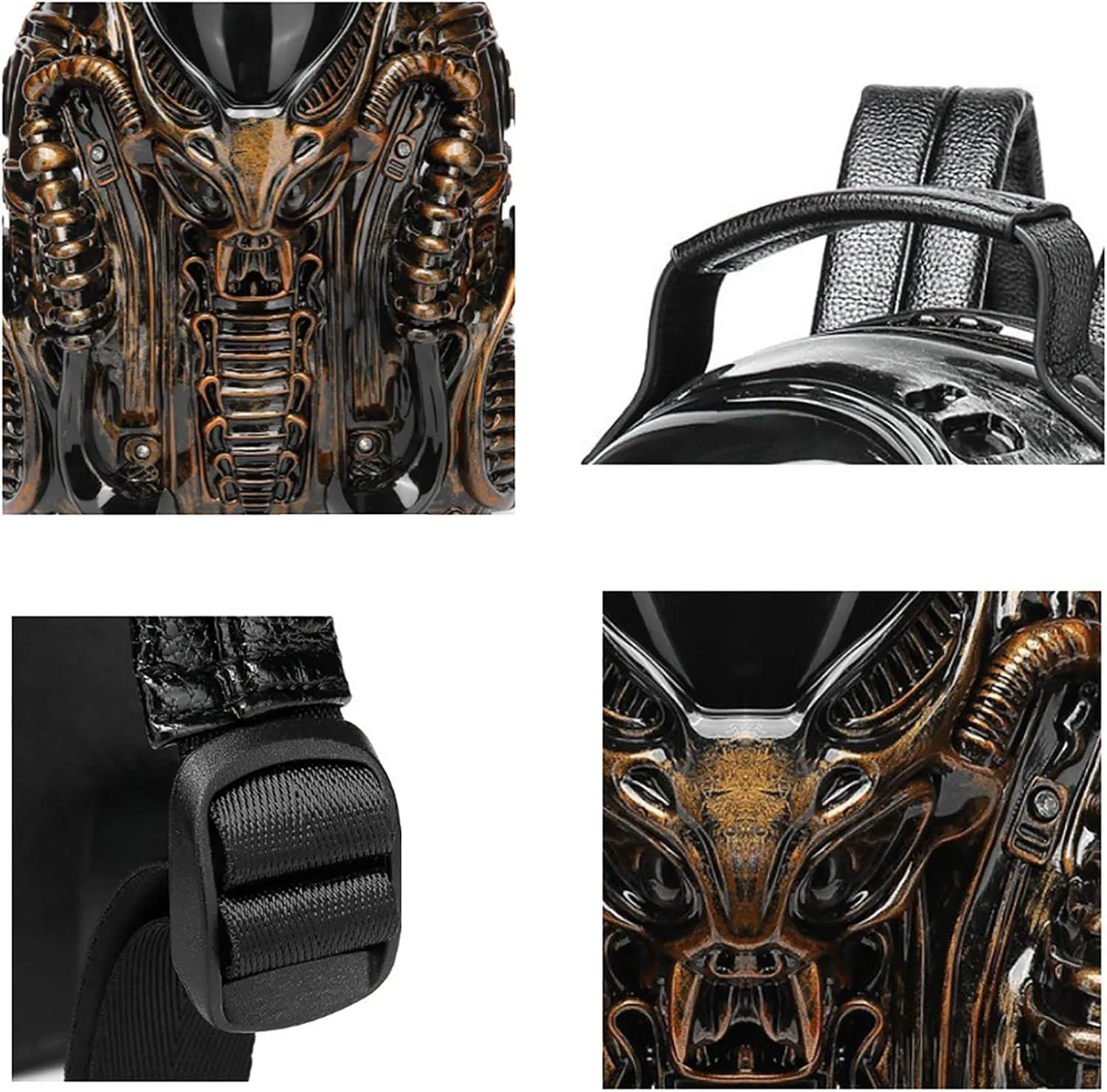 3D Xenomorph Shaped Backpack Steam Punk for Men Women Y2K Personality Travel Handbag PVC Unique Novelty Alien Purse (wine)