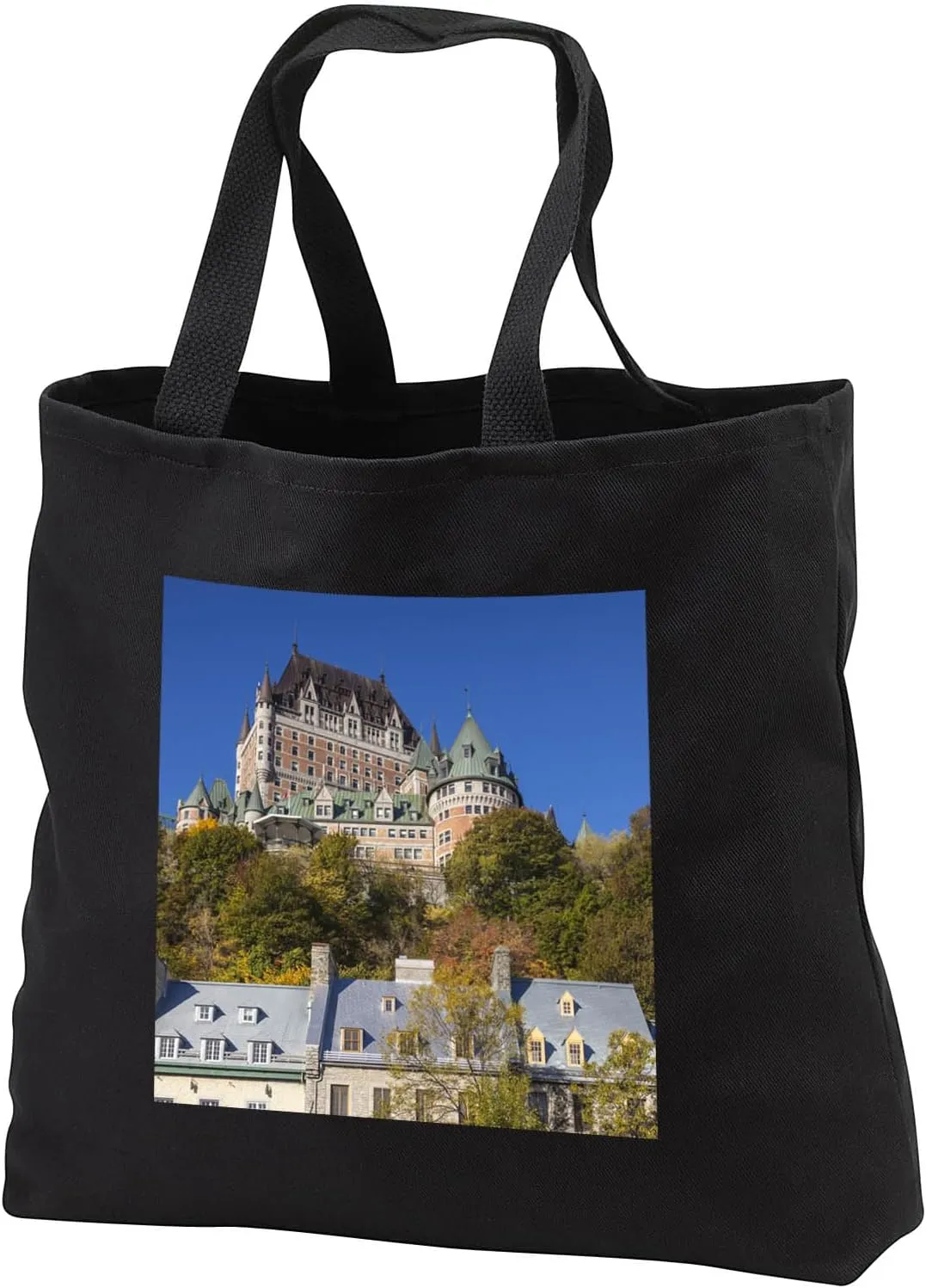 3dRose Canada, Quebec City. Chateau Frontenac along Boulevard Champlain - Tote Bags (tb_329953)
