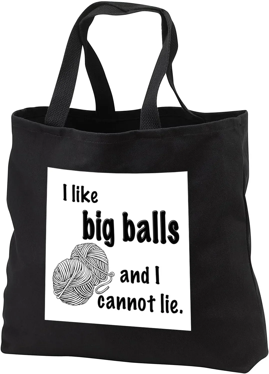 3dRose EvaDane - Funny Quotes - I like big balls and I cannot lie - Black Tote Bag 14w x 14h x 3d (tb_157444)