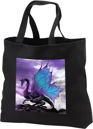 3dRose Mythical - Fairytale Dragon - Black Tote Bag 14w x 14h x 3d (tb_4144)