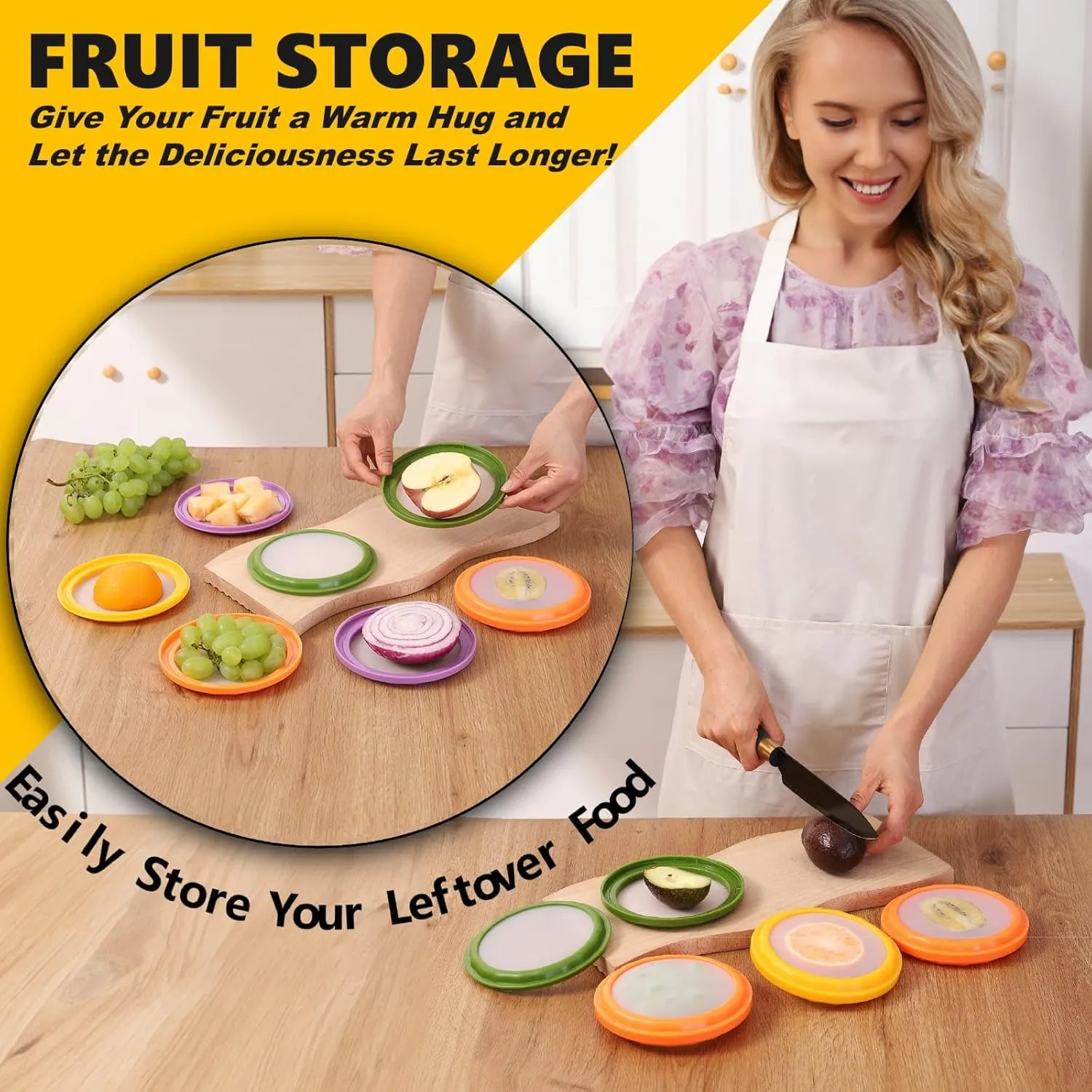 4-Piece Airtight Food Storage Containers Set – Avocado Saver, Onion Keeper, Silicone Kitchen Organizers for Fridge, Reusable & Leak-Proof to Lock in Freshness
