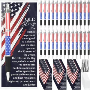 50 Sets American Flag Ballpoint Pens Patriotic Themed Bookmarks Memorial Day Gifts for Veterans Souvenirs Gifts Black Gel Ink Ballpoint Pen for Independence Day Signing Party Favors