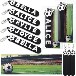 6 Sets Personalized Soccer Keychain Easter Party Favors Custom Luggage Name Tags Sport Label Graduation Gift with DIY Foam Letter Sticker Football Card Team Softball Baseball Birthday Reward