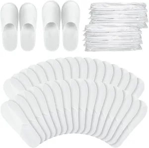 60 Pairs Spa Slippers Unisex Disposable Hotel Guest House Slippers for Spa Party Guest Home Hotel Travel, White Non-Slip Slipper Two Size Fits Most Men and Women (11 Inch, 10.5 Inch)