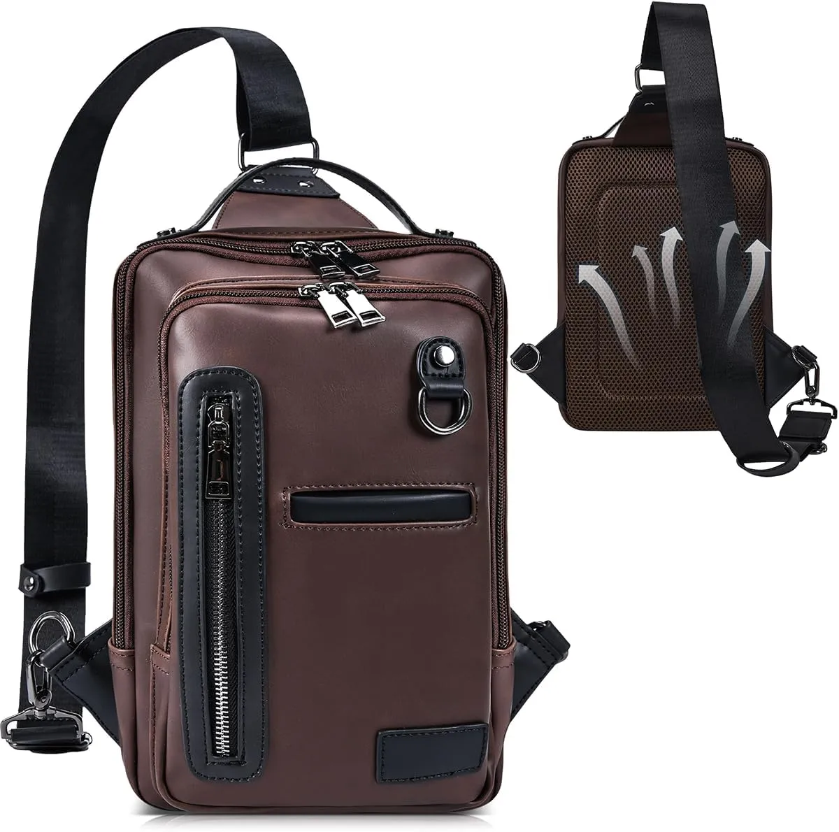 7-11 Inch Tablet Sleeve Bag Handle Carrying Case with Shoulder Strap, Vintage Leather Messenger Shoulder Bag Small Sling Bag for iPad/Tablet Women Men Travel Work Satchel Bags (Coffee)