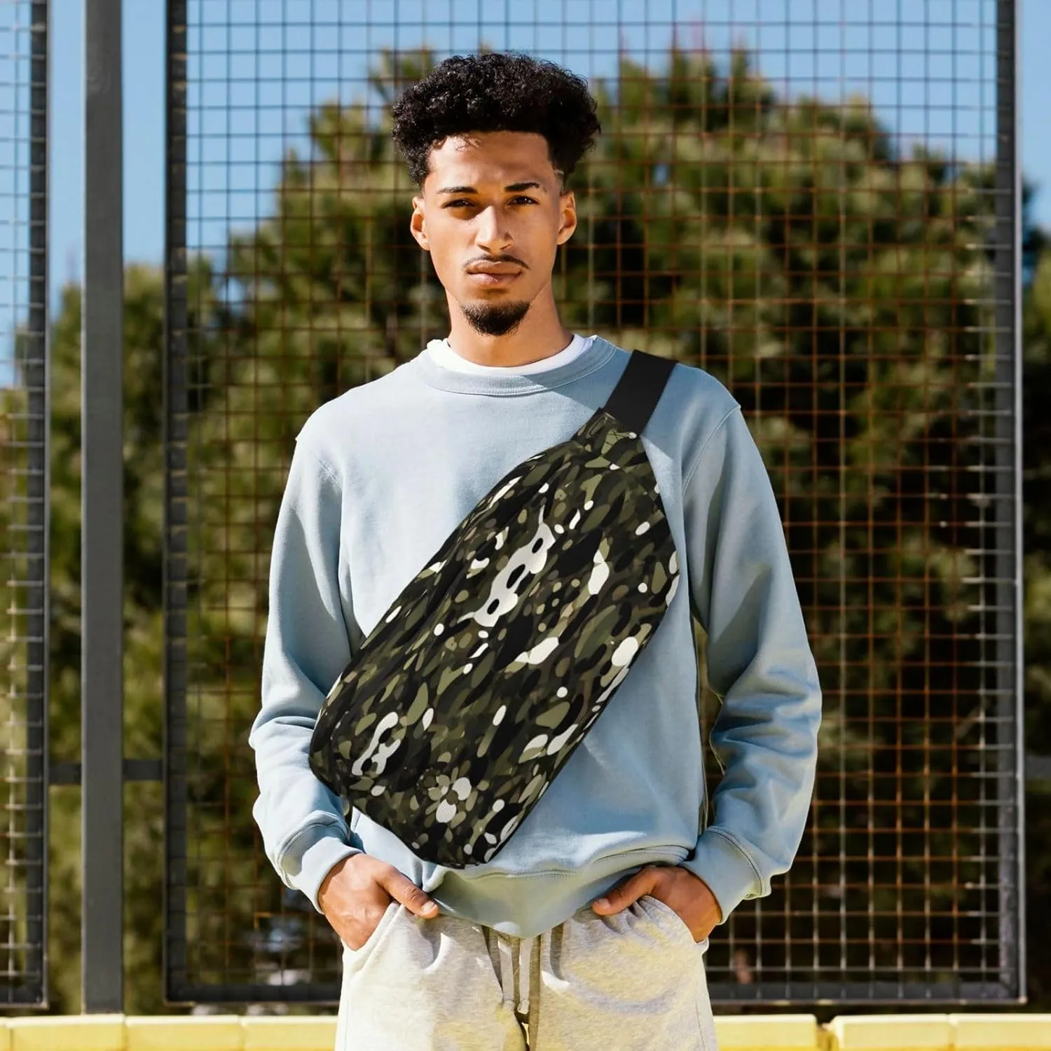 Abstract Camouflage Multi-Purpose Fanny Pack and Crossbody Bag - High Capacity with Zipper Pockets, Ideal for Men and Women