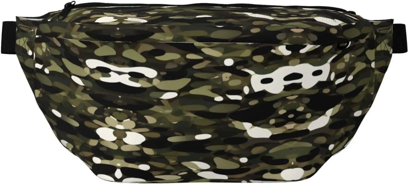 Abstract Camouflage Multi-Purpose Fanny Pack and Crossbody Bag - High Capacity with Zipper Pockets, Ideal for Men and Women