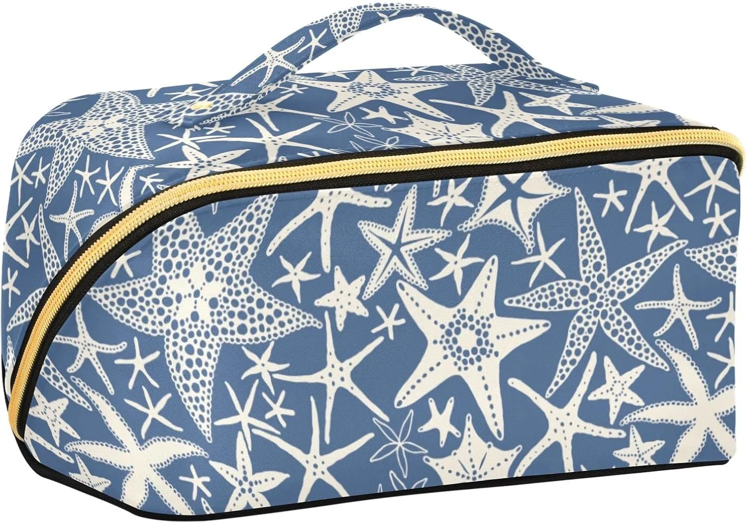 Abstract Sea Stars Large Capacity Cosmetic Bag Travel Makeup Bags with Large Opening and Handle Twill Cosmetic Organizer for Women