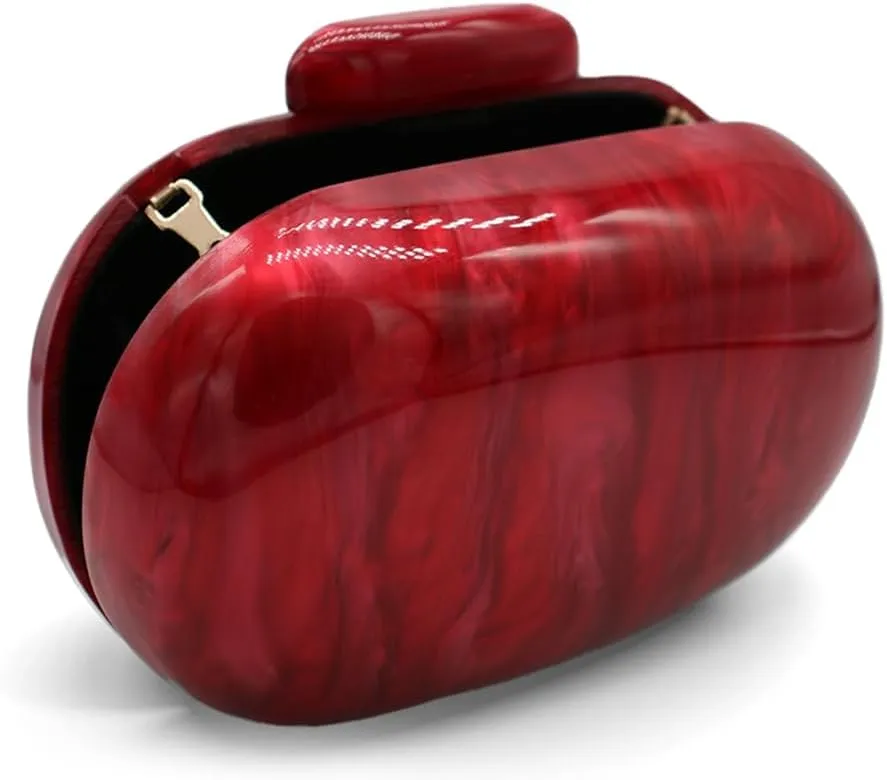 Acrylic Evening Clutch Bag for Women Shell Shape Shoulder Crossbody Bag Glitter Marble Purse Handbag