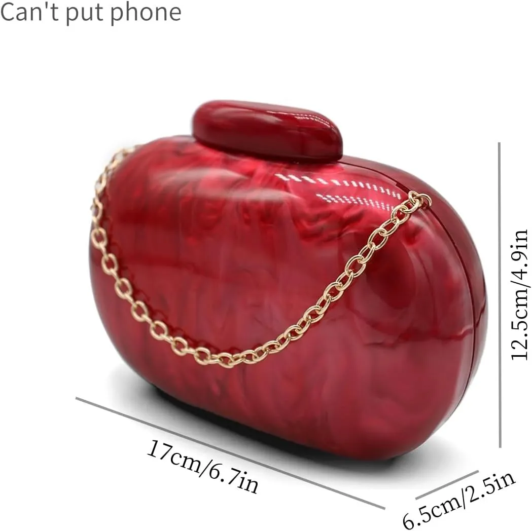 Acrylic Evening Clutch Bag for Women Shell Shape Shoulder Crossbody Bag Glitter Marble Purse Handbag