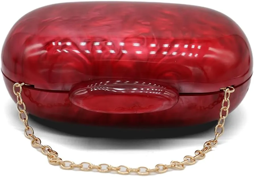 Acrylic Evening Clutch Bag for Women Shell Shape Shoulder Crossbody Bag Glitter Marble Purse Handbag