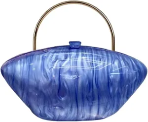 Acrylic Shell Shaped Clutch Purse Marbling Evening Handbags for Women Wedding Party Prom Cross Body Bag