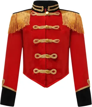 ACSUSS Kids Girls Circus Ringmaster Drum Majorette Costume Marching Band Uniform Tassels Jacket Tops