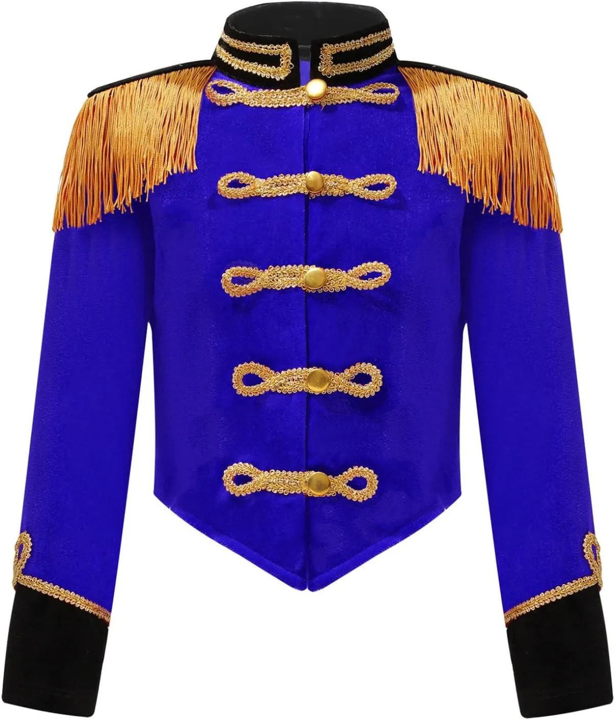 ACSUSS Kids Girls Circus Ringmaster Drum Majorette Costume Marching Band Uniform Tassels Jacket Tops