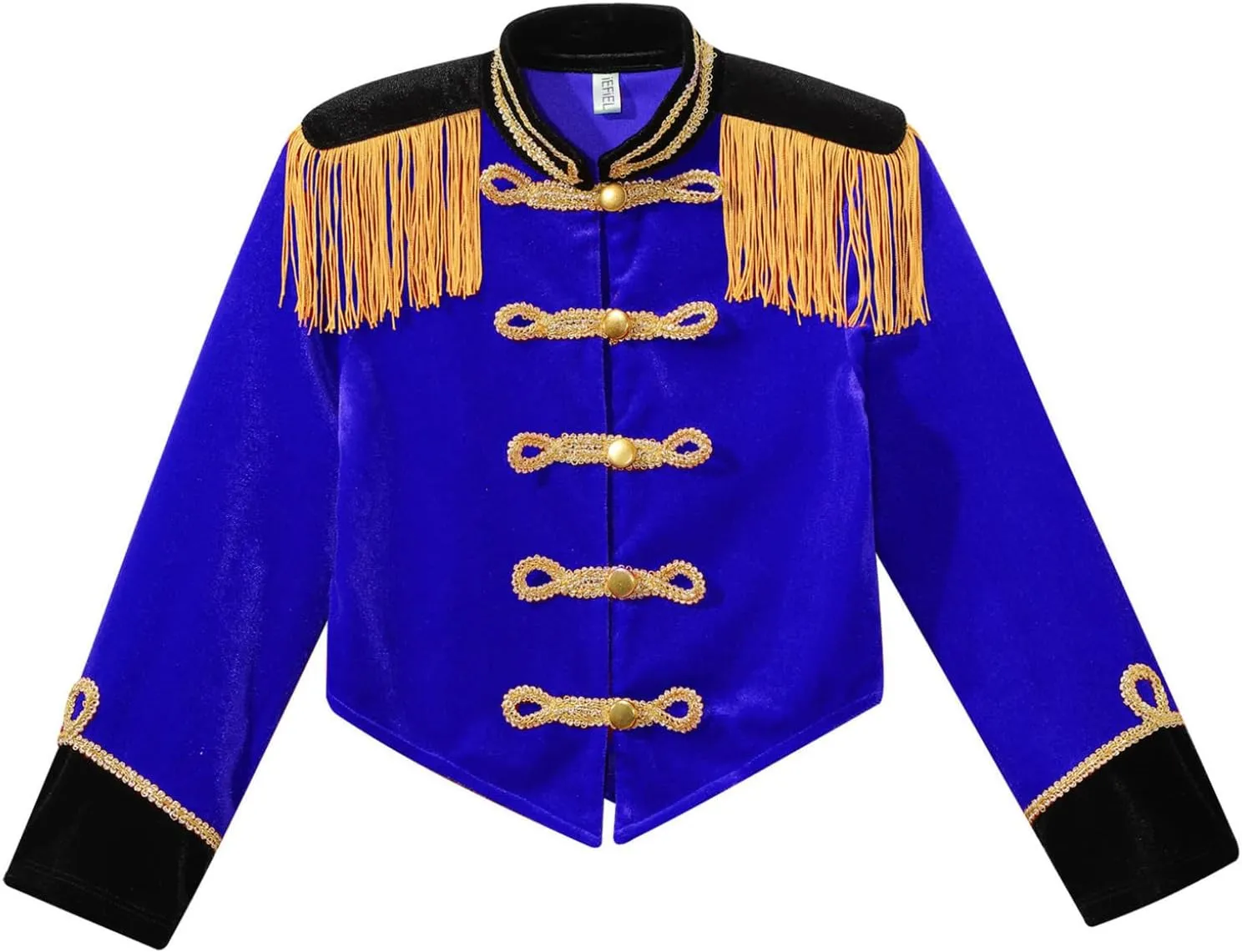 ACSUSS Kids Girls Circus Ringmaster Drum Majorette Costume Marching Band Uniform Tassels Jacket Tops