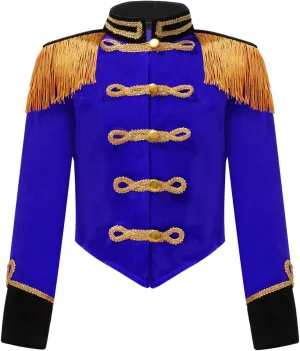 ACSUSS Kids Girls Circus Ringmaster Drum Majorette Costume Marching Band Uniform Tassels Jacket Tops