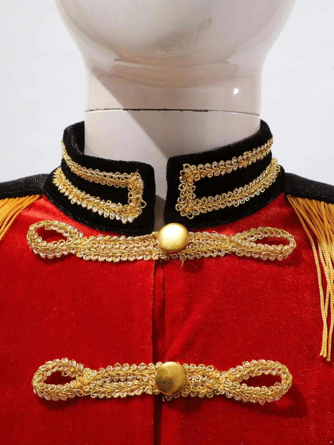 ACSUSS Kids Girls Circus Ringmaster Drum Majorette Costume Marching Band Uniform Tassels Jacket Tops