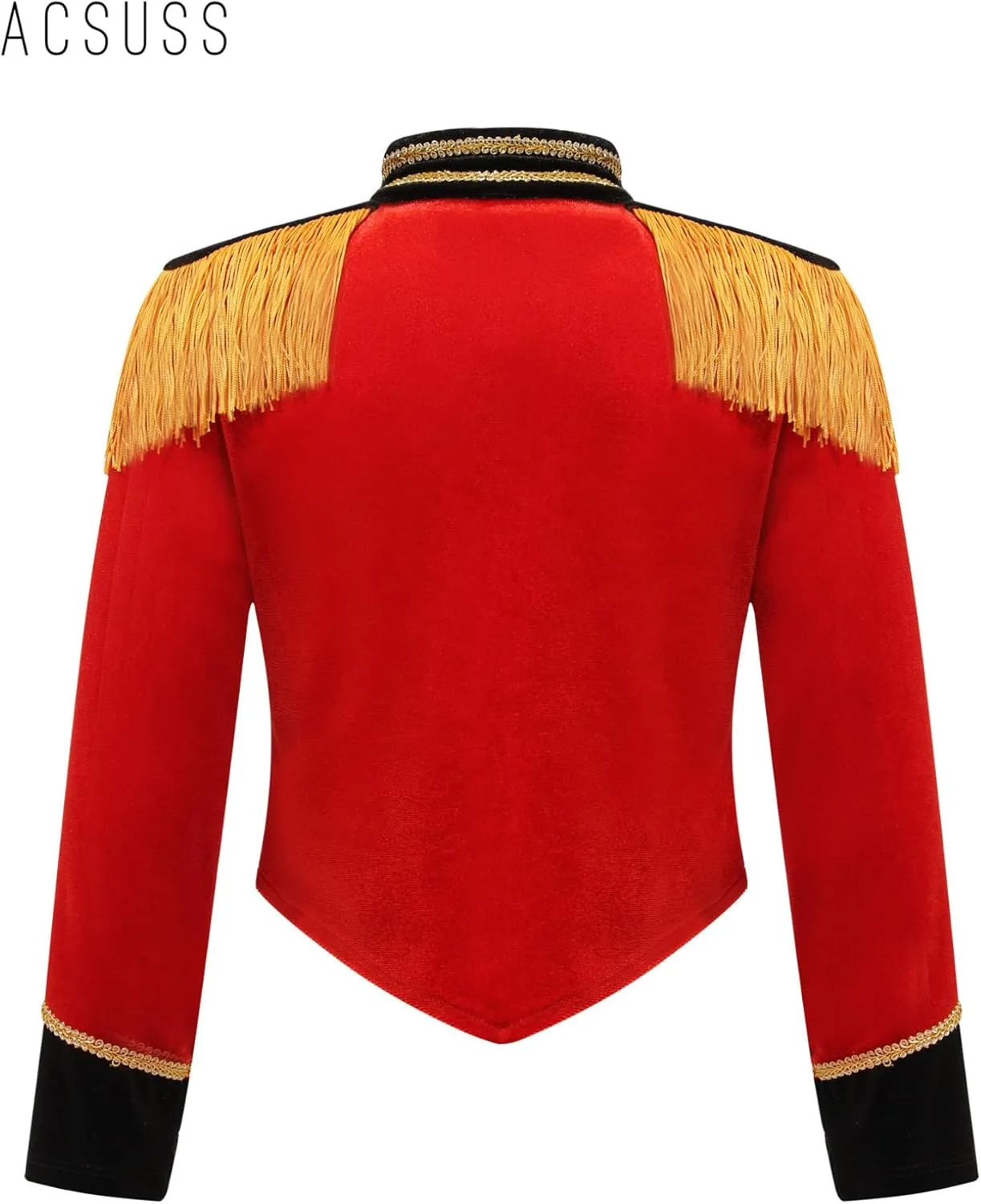 ACSUSS Kids Girls Circus Ringmaster Drum Majorette Costume Marching Band Uniform Tassels Jacket Tops