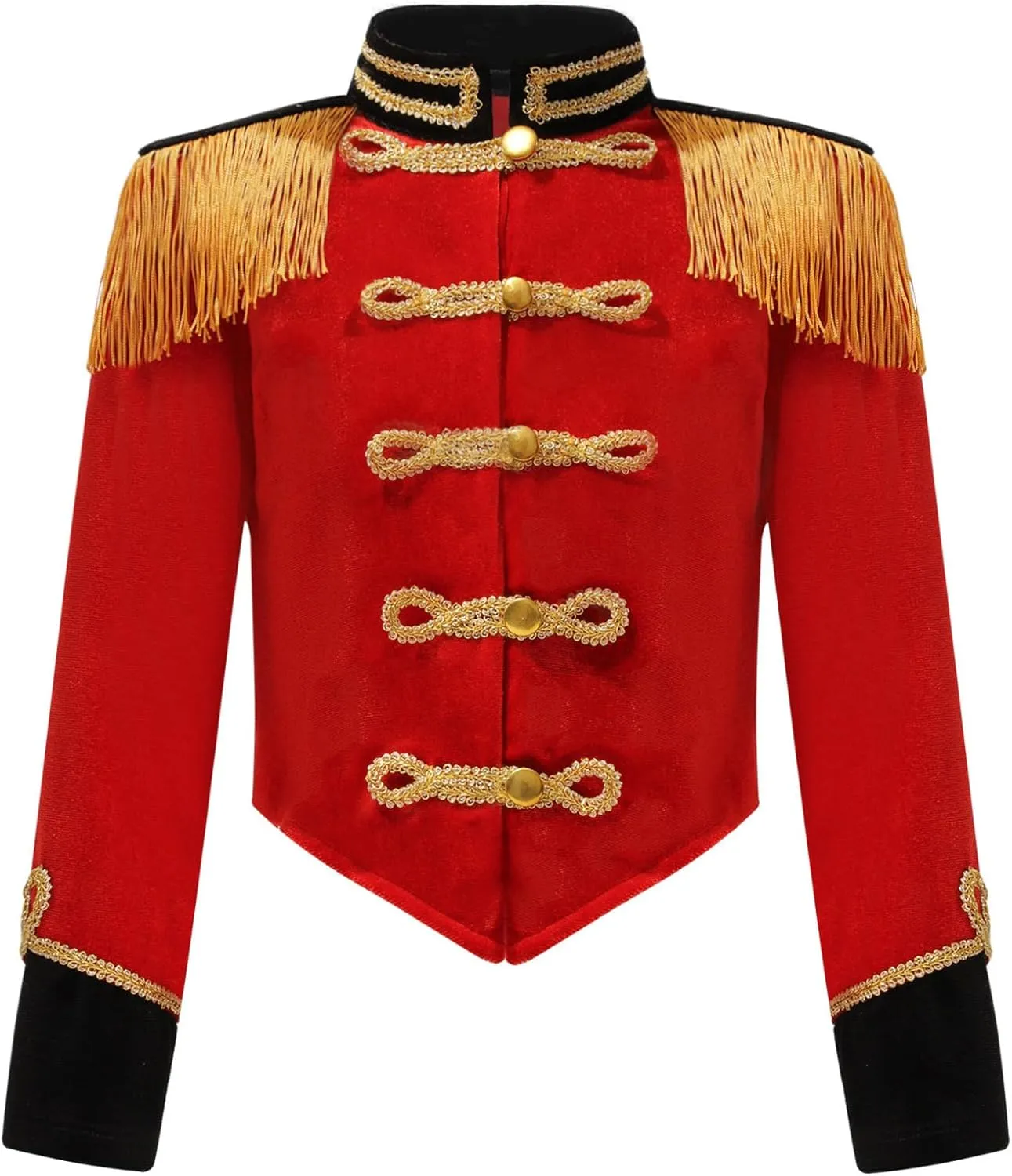ACSUSS Kids Girls Circus Ringmaster Drum Majorette Costume Marching Band Uniform Tassels Jacket Tops