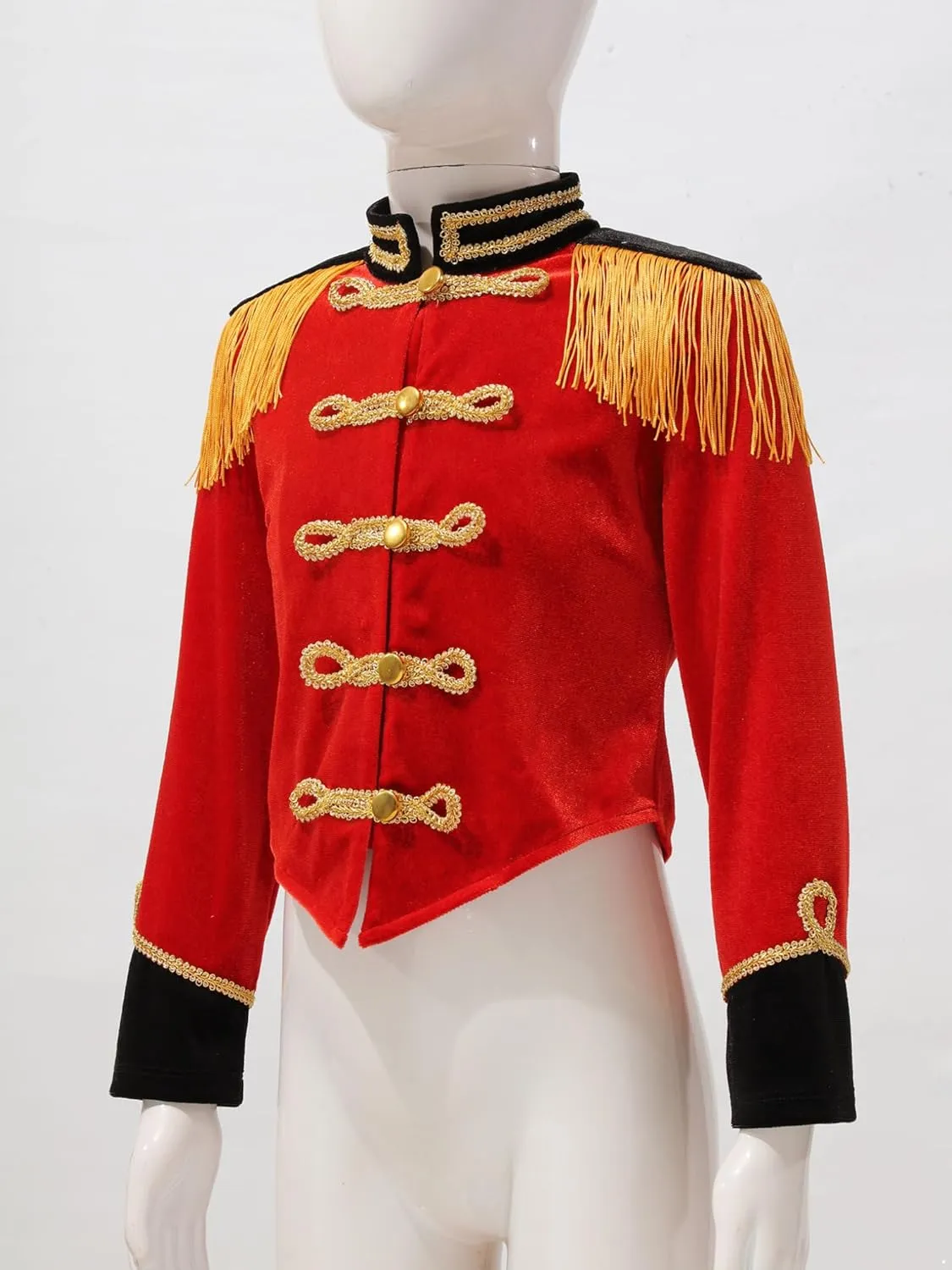 ACSUSS Kids Girls Circus Ringmaster Drum Majorette Costume Marching Band Uniform Tassels Jacket Tops