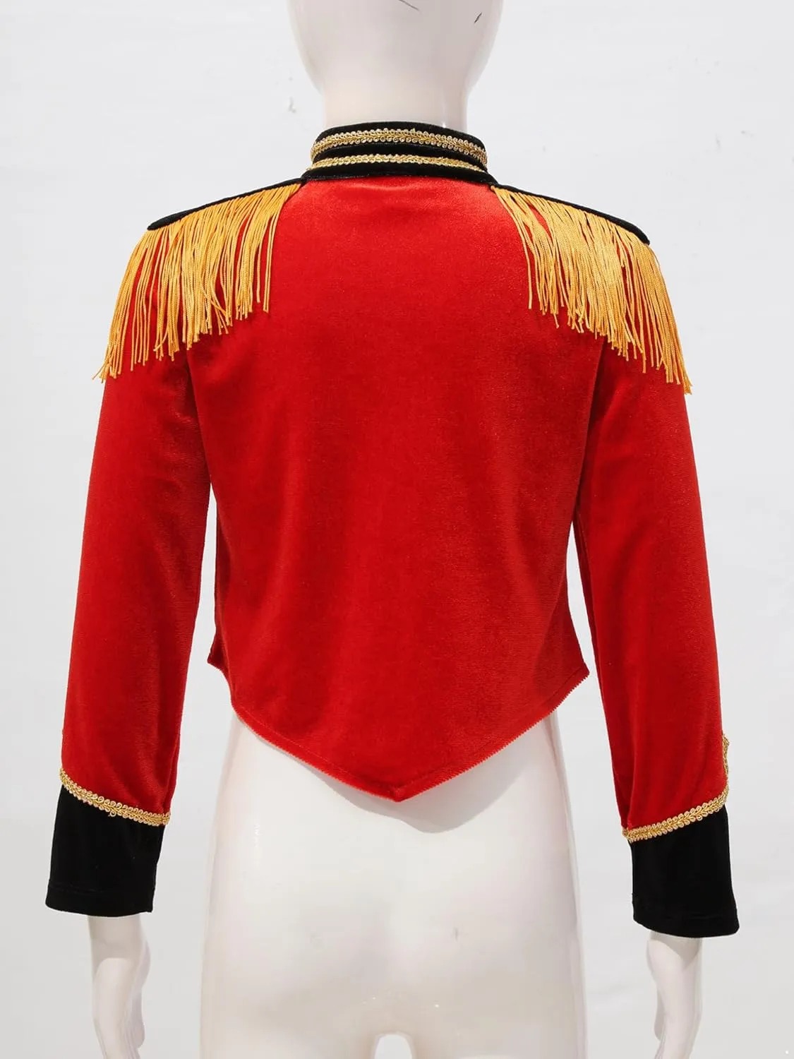 ACSUSS Kids Girls Circus Ringmaster Drum Majorette Costume Marching Band Uniform Tassels Jacket Tops