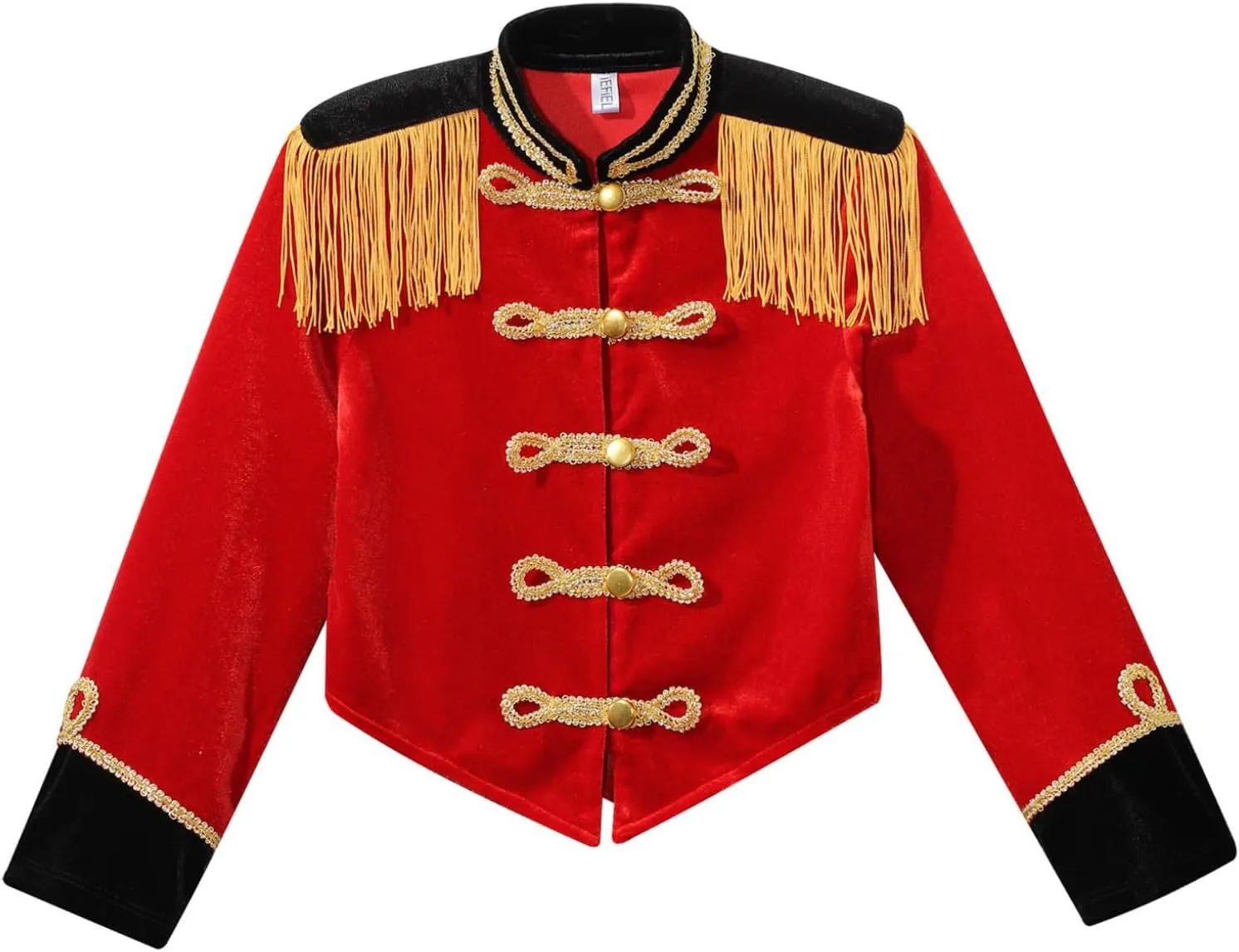 ACSUSS Kids Girls Circus Ringmaster Drum Majorette Costume Marching Band Uniform Tassels Jacket Tops