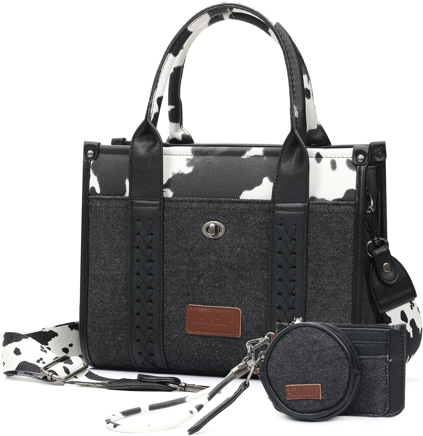 ACUARIO Tote Handbag Set, Tote Bag for Women,Western Cow Print Purse Desogmer,Top Handle Handbags