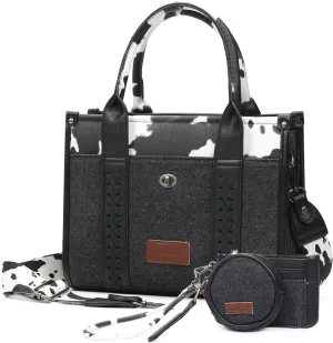 ACUARIO Tote Handbag Set, Tote Bag for Women,Western Cow Print Purse Desogmer,Top Handle Handbags