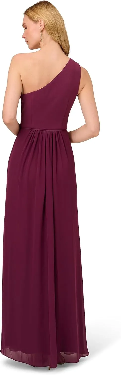 Adrianna Papell Women's One Shoulder Chiffon Gown